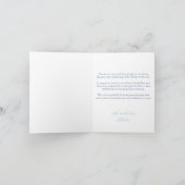 Preppy Monogram Bleek Blue Boy Baby shower Party Bedankkaart (Binnen)