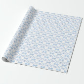 Preppy Monogram Blue Bows Baby Boy Cadeaupapier (Uitgerold)