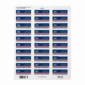 Preppy Monogram Chevron Retouradreslabel - Blauw Etiket (Full Sheet)