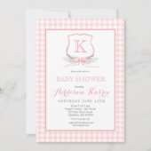 Preppy Monogram Crest Baby shower Uitnodiging (Voorkant)