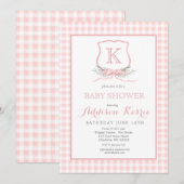 Preppy Monogram Crest Baby shower Uitnodiging (Voorkant / Achterkant)