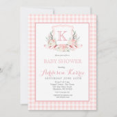 Preppy Monogram Crest Baby shower Uitnodiging (Voorkant)