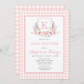 Preppy Monogram Crest Baby shower Uitnodiging (Voorkant / Achterkant)