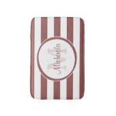 Preppy Monogram en Broad Rosy Brown Stripes Badmat (Voorkant Verticaal)