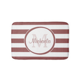 Preppy Monogram en Broad Rosy Brown Stripes Badmat