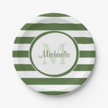 Preppy Monogram en Chunky Treetop Green Stripes