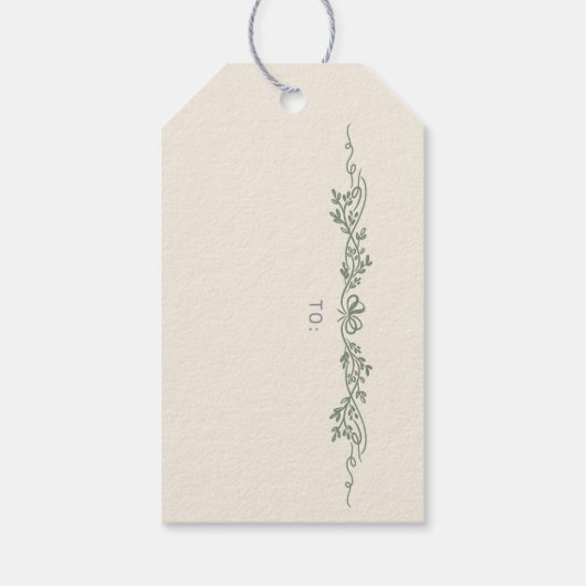 Preppy Monogram Gift Label met Sage Green Krans Cadeaulabel (Achterkant)