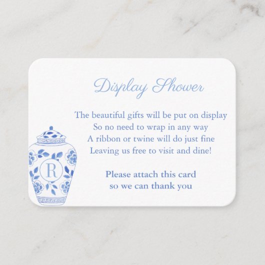 Preppy Monogram Ginger Jar Bruiloft Display Shower Informatiekaartje (Voorkant)