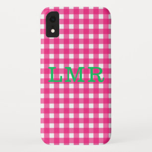 Preppy Monogram Gingham IPhone XR Hoesje