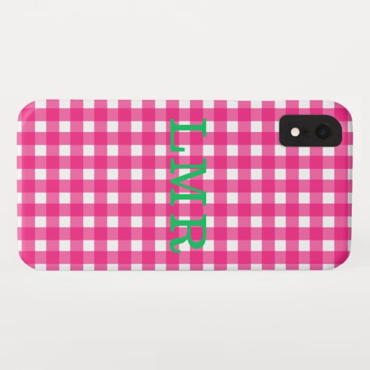 Preppy Monogram Gingham IPhone XR Hoesje (Achterkant (horizontaal))