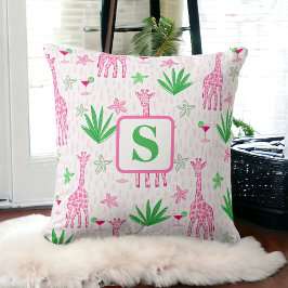 Preppy Monogram Giraffen en Cosmopolitans Jungle Kussen