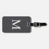 Preppy Monogram Initiaal Aangepaste Letter Grijs Bagagelabel (Voorkant horizontaal)
