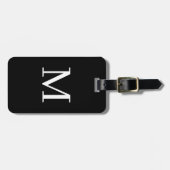 Preppy Monogram Initiaal Aangepaste Letter Zwart W Bagagelabel (Voorkant horizontaal)