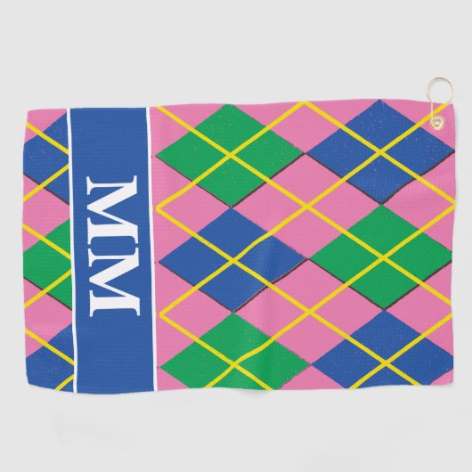 Preppy-monogram Initiaal Golfhanddoek (Horizontaal)
