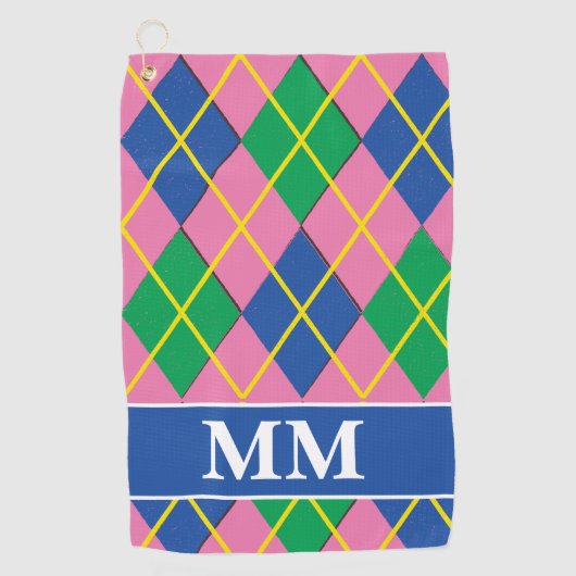 Preppy-monogram Initiaal Golfhanddoek (Voorkant)