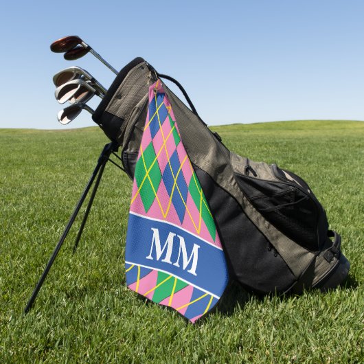 Preppy-monogram Initiaal Golfhanddoek (Groen)