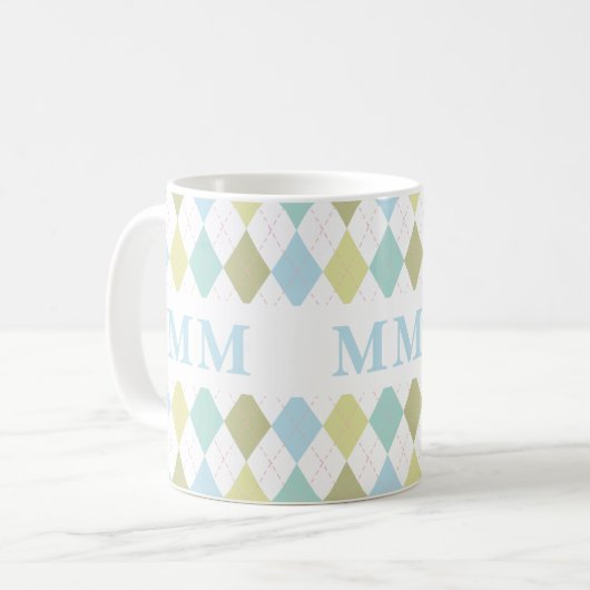Preppy-monogram Initiaal Koffiemok (Voorkant links)