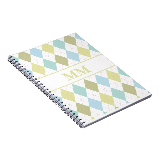 Preppy-monogram Initiaal Notitieboek (Rechterzijde)