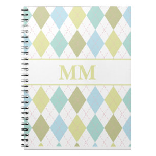 Preppy-monogram Initiaal Notitieboek