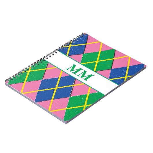 Preppy-monogram Initiaal Notitieboek (Linkerzijde)