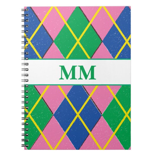 Preppy-monogram Initiaal Notitieboek (Voorkant)