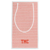 Preppy Monogram Initialen Oranje Streep Tijdloos Klein Cadeauzakje (Voorkant)