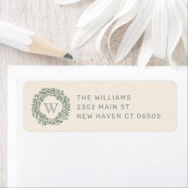 Preppy Monogram Krans Retour Adreslabel Etiket