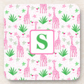 Preppy Monogram Mini Giraffes Cosmopolitans Bloeme Bier Onderzetter (Voorkant)