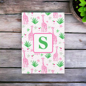 Preppy Monogram Mini Giraffes Cosmopolitans Grass Bedankkaart