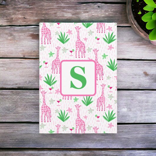 Preppy Monogram Mini Giraffes Cosmopolitans Grass Bedankkaart