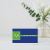 Preppy Monogram Navy Blue en Green Professional Visitekaartje (Staand voorkant)