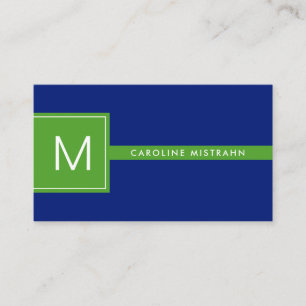 Preppy Monogram Navyblauw en Groen Professioneel Visitekaartje