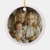 Preppy Monogram Pagode met Roze Gingham Bow Keramisch Ornament (Achterkant)