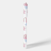 Preppy Monogram Roze Bloemen Blauw Wit Ginger Jar Case-Mate iPhone Case (Achterkant / Rechts)