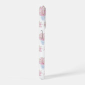 Preppy Monogram Roze Bloemen Blauw Witte Ginger Po iPhone Hoesje (Rechterkant)