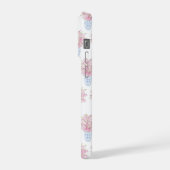Preppy Monogram Roze Bloemen Blauw Witte Ginger Po iPhone Hoesje (Linkerkant)