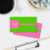 Preppy Monogram Roze en Lime Green Professional Visitekaartje