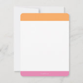 Preppy Monogram roze en Oranje meisje Notitiekaartje (Achterkant)