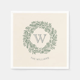 Preppy Monogram Sage Green Krans Servet