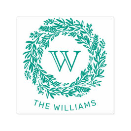 Preppy Monogram Sage Green Krans Zelfinktende Stempel