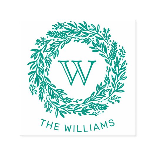 Preppy Monogram Sage Green Krans Zelfinktende Stempel (Design)