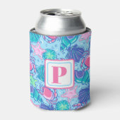 Preppy Monogram Strand Schelp Krab Kust Blikjeskoeler (Blikje Voorkant)