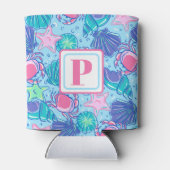 Preppy Monogram Strand Schelp Krab Kust Blikjeskoeler (Achterkant)