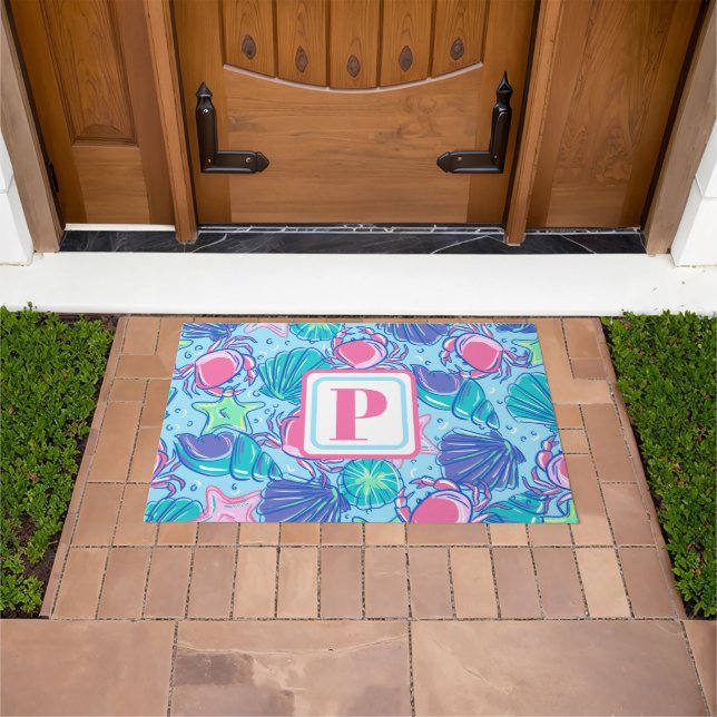 Preppy Monogram Strand Shell Krab Deurmat (Buiten)