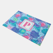 Preppy Monogram Strand Shell Krab Deurmat (Schuin)