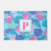 Preppy Monogram Strand Shell Krab Deurmat (Voorkant)