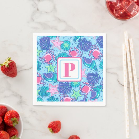 Preppy Monogram Strand Shell Krab Servet (Insitu)