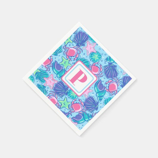 Preppy Monogram Strand Shell Krab Servet (Hoek)