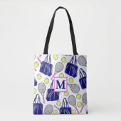 Preppy Monogram Tennis Marine Tote Bag (Voorkant)