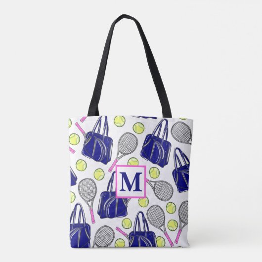 Preppy Monogram Tennis Marine Tote Bag (Achterkant)